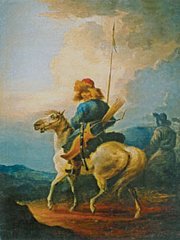 Башкир верхом. А. О. Орловский. Бумага, акварель. Конец 1800-х – около 1810-х.