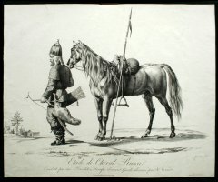 Башкир из авангарда армии. Литография Жазе по рисунку Г. Верне. 1840